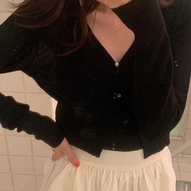 미뉴에트제작 린넨가디건 블랙