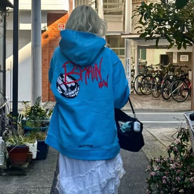 [XXL] 크롬하츠 X 매티보이 24SS 브레인 뉴 후드 티셔츠 블루