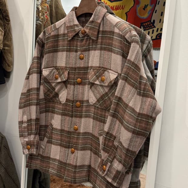 Vtg 빈티지 쉐르파 체크 셔츠 자켓