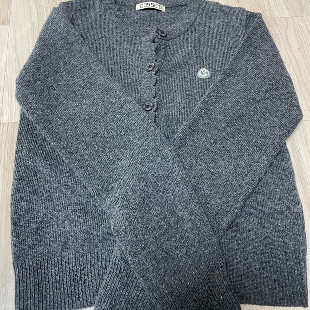 코이세이오 플라워 버튼 가디건 그레이