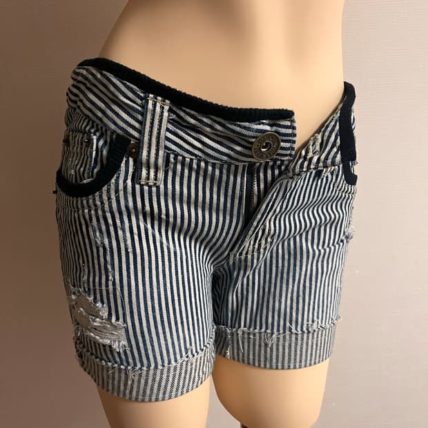 sky bomber Navy strip pants
