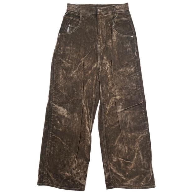 헤드메이너 브라운 플로킹 데님 진