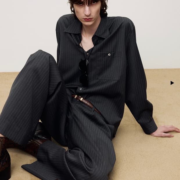 토니웩 스트라이프 셔츠 그레이 핀스트라이프 XL tonywack