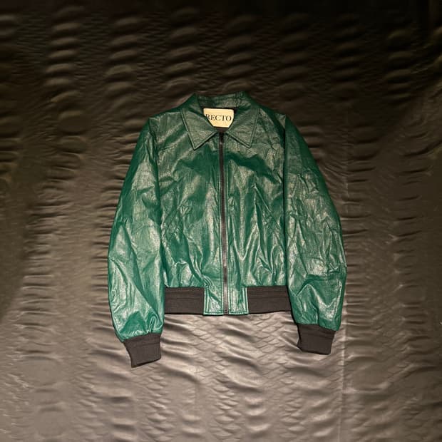 렉토 비건 레더 자켓 딥 그린