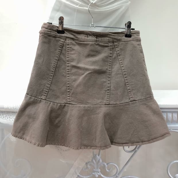 beige flare mini skirt