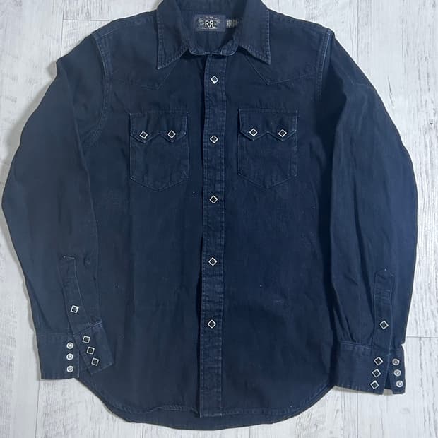RRL 더블알엘 블랙 데님 웨스턴 셔츠 M