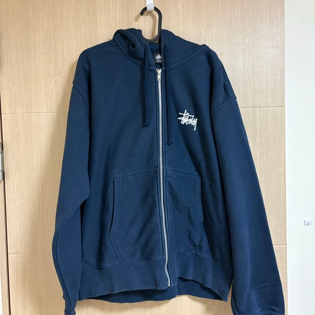 스투시 베이직 기모 후드집업 네이비 L