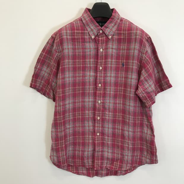 폴로 랄프로렌 플레이드 린넨셔츠 두툼린넨 [XL]