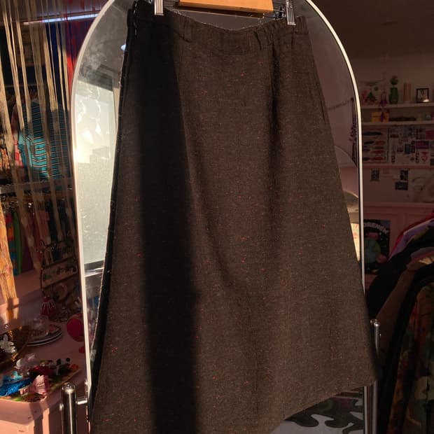빈티지 울 보카시 브라운 롱스커트
