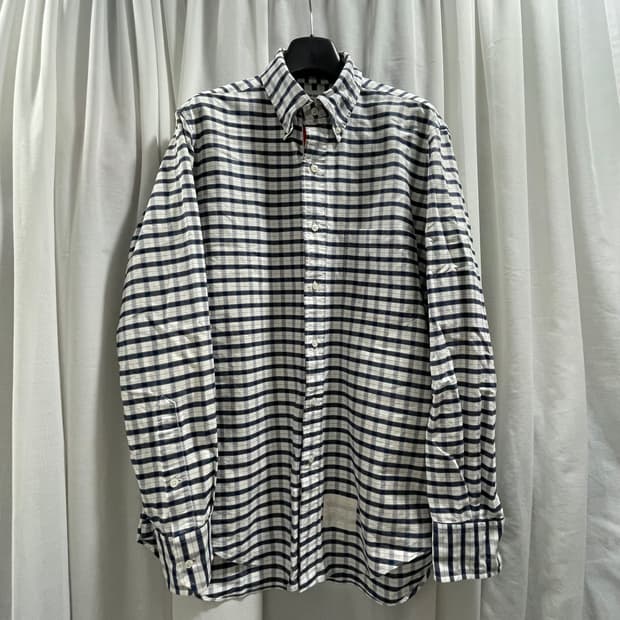 톰브라운/ 트리콜로 테이핑 옥스포드 체크 셔츠/ 3