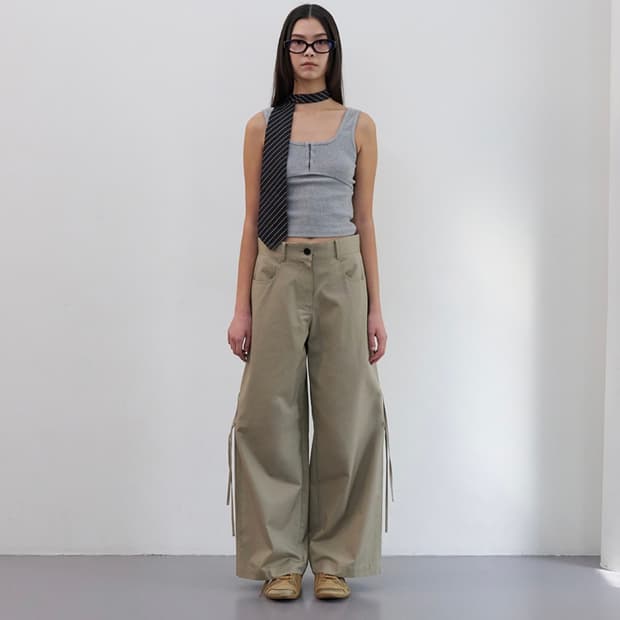 LCDC STRAP DETAIL WIDE TROUSERS