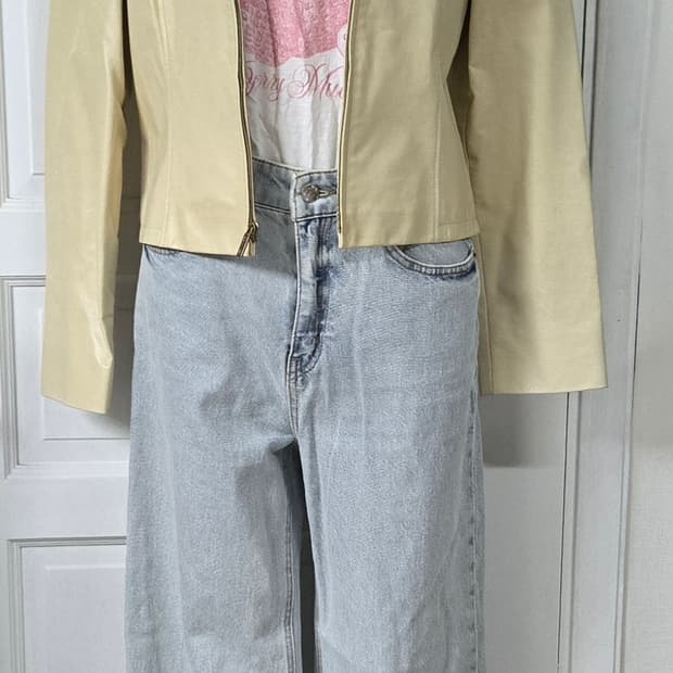 캘빈클라인 옐로우 레더자켓