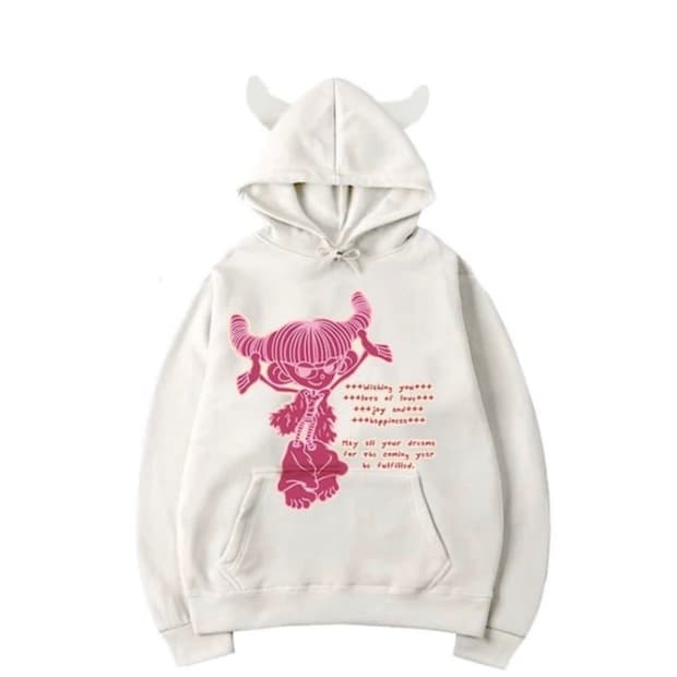 새상품 하이호체리 후드티 뿔 핑크화이트