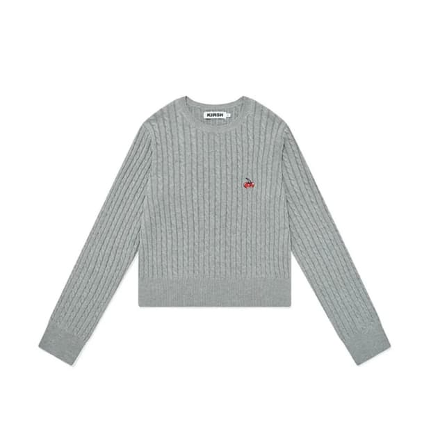 키르시 스몰체리 케이블 크롭 니트 (gray)