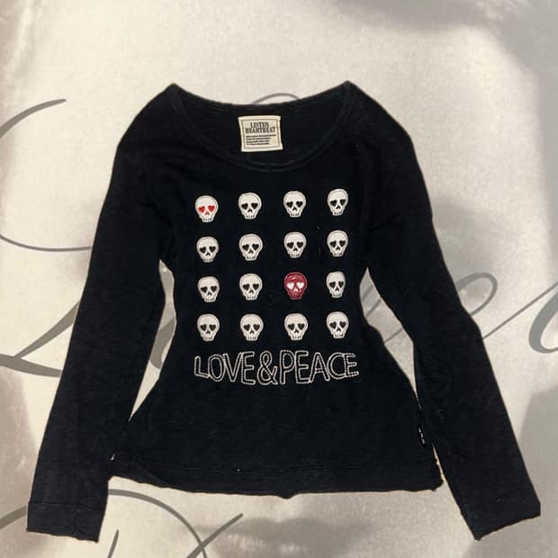 고스 펑크 해골 자수 롱슬리브