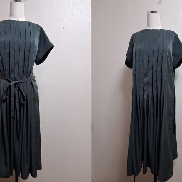 일본브랜드 espace de calma 다크그린 핀턱주름롱원피스 고품질 