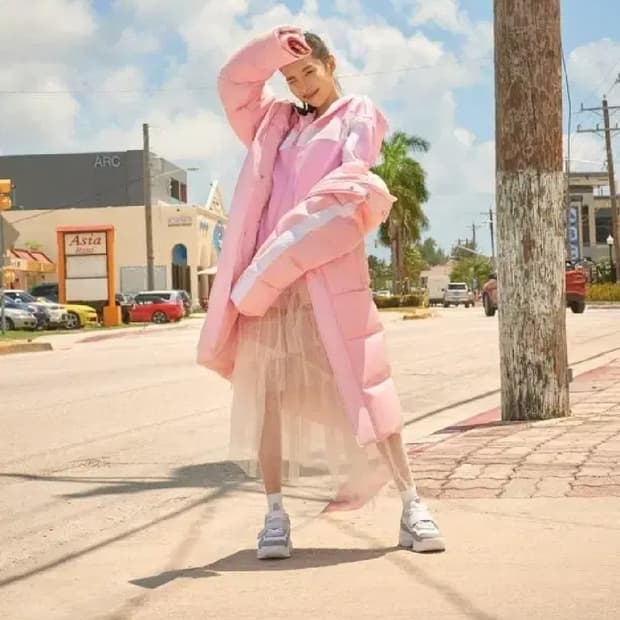 Head 선미 핑크 롱패딩