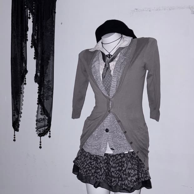 공겜여주 6pcs 코디세트 (멜란지, 뮤트, 차콜- 도트, 호피, 프릴)