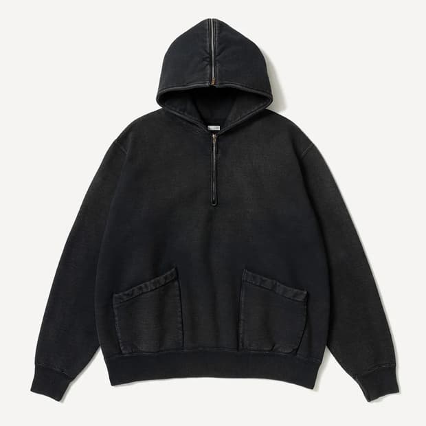 [3] 아프레쎄 26SS 빈티지 세일러 후드 하프 집 스웨트셔츠 블랙