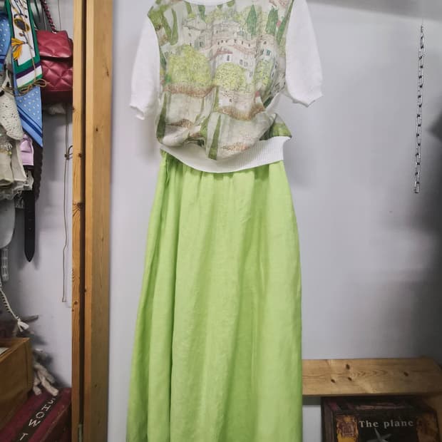 듀엘 린넨 수채화 여름니트. GALERIE VIE  린넨 스커트