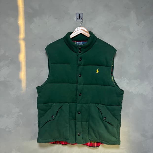 폴로 랄프로렌 코튼 패딩조끼 그린