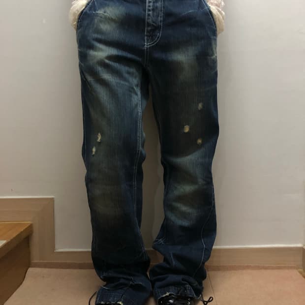 빈티지 데님 워싱 팬츠