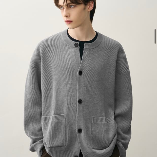 (XL) 드로우핏 오버사이즈 울 라운드 가디건 [M.CHARCOAL]