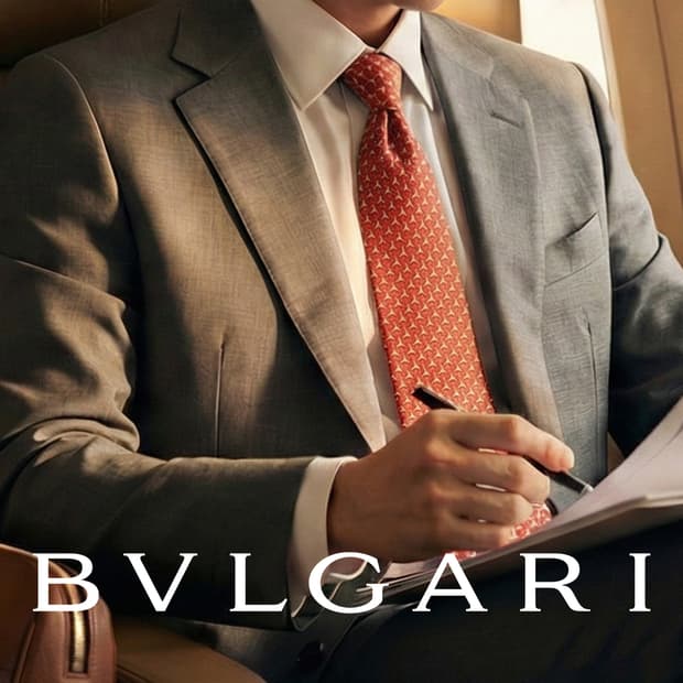 불가리 실크 다홍 세븐폴드 넥타이 9.7cm A+등급 A19578
