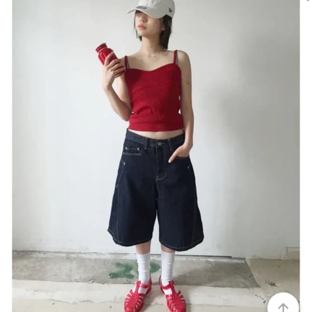 김아홉 데님 버뮤다 팬츠