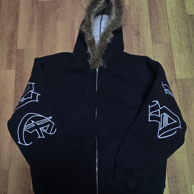 슈프림 포우 퍼 집업 후드 스웨트셔츠 블랙 - 25FW