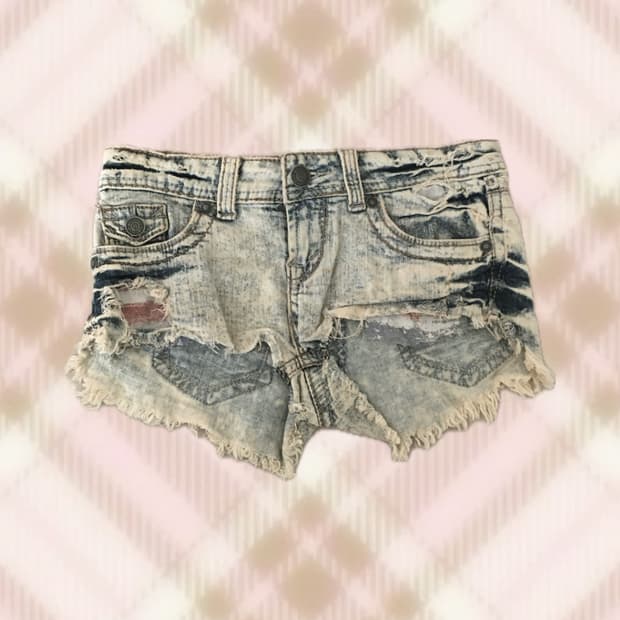 데님 청 데미지 숏팬츠 반바지 오네 갸루 펑크 와투케 빈티지
