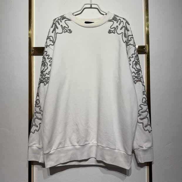 Phillip Lim 필립 림 실버 자수 화이트 스웨트 셔츠 S