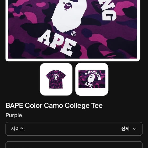Bape Color Camo College Tee Purple