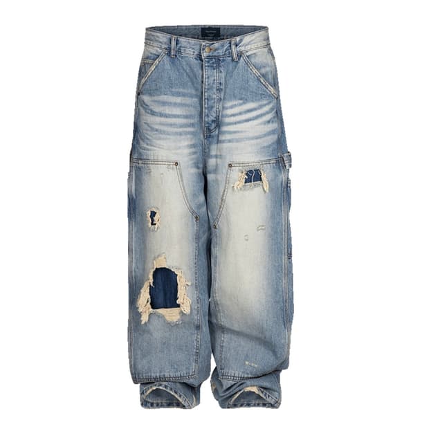 [2] 언더마이카 빈티지 디스트레스드 데님 카펜터 블루 데님 팬츠
