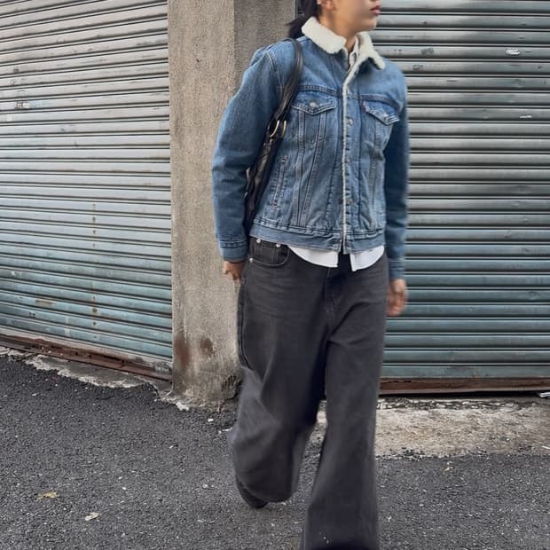 리바이스 퍼 데님 재킷 