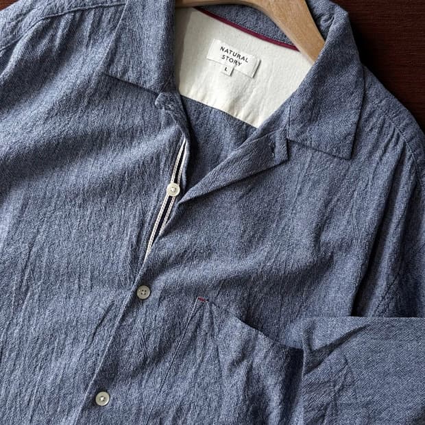 Natural cotton woven fabric H/S shirt