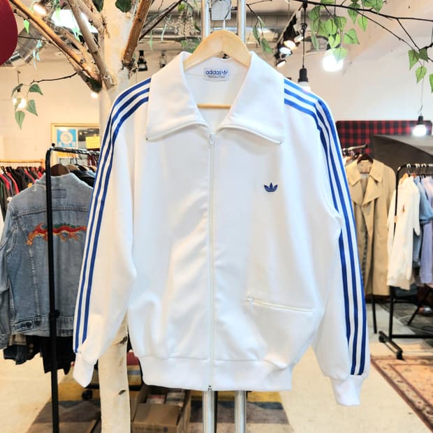 80s 아디다스 올드스쿨 삼선 화이트 트랙탑 져지