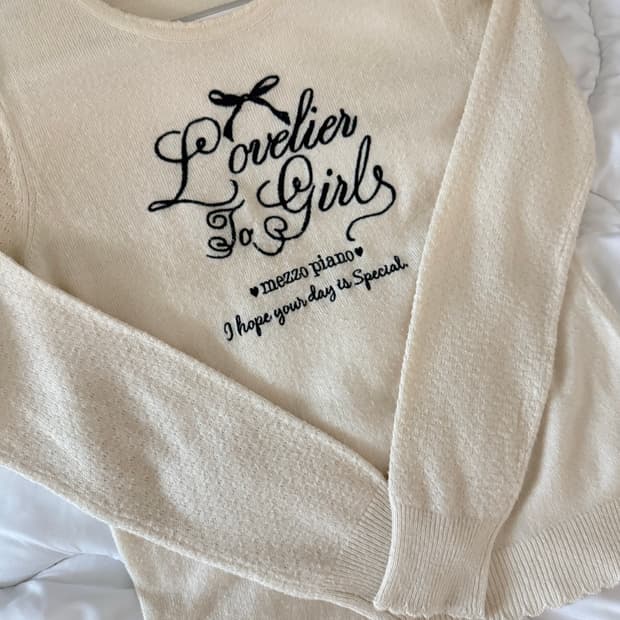 메조피아노 리본 니트 티셔츠 