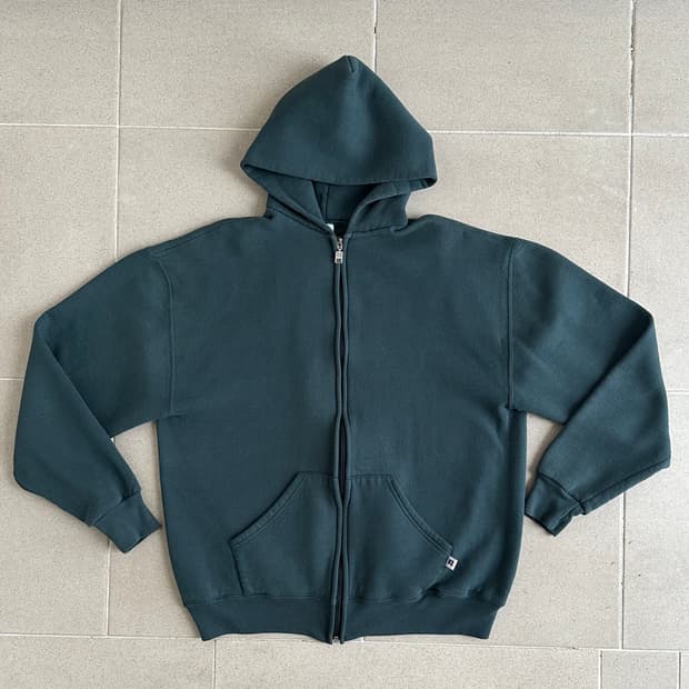 90s 빈티지 러셀 후드집업 그린 L