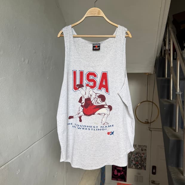 빈티지 USA 머슬핏 슬리브리스