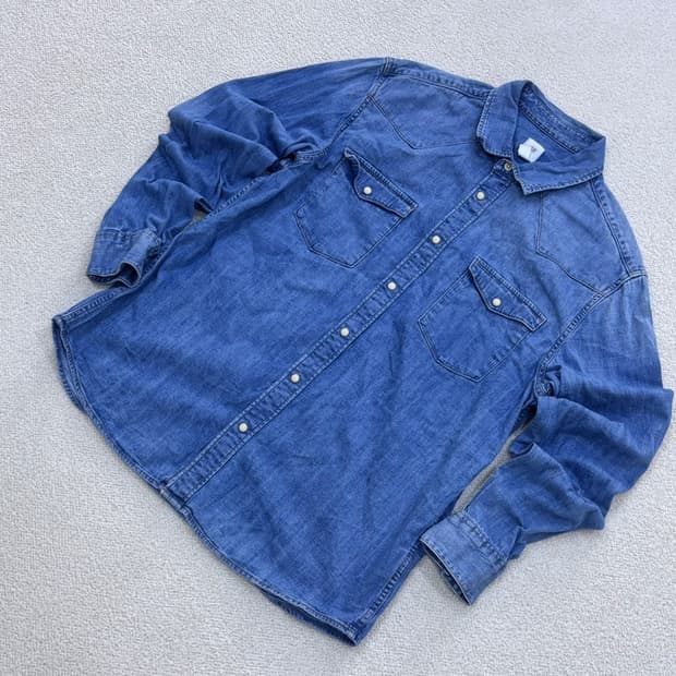 L/S H&M 빈티지 웨스턴 데님 셔츠 0326E