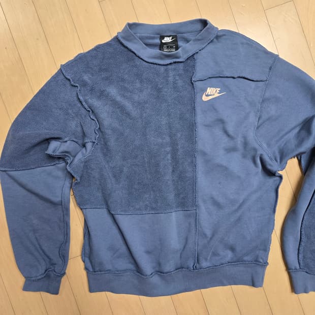 나이키 블루 패치워크 맨투맨 티셔츠 S