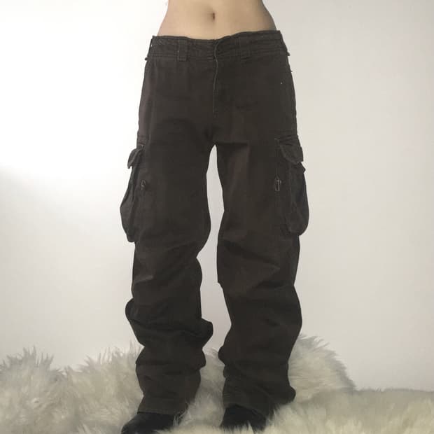 Y2k 브라운 포켓 팬츠 