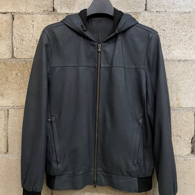 알레그리 고트 스킨 후드 봄버 자켓 