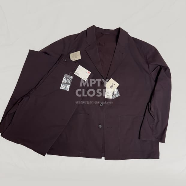 [Xl,L] 유니클로 C 25ss 워크자켓&팬츠 셋업 와인