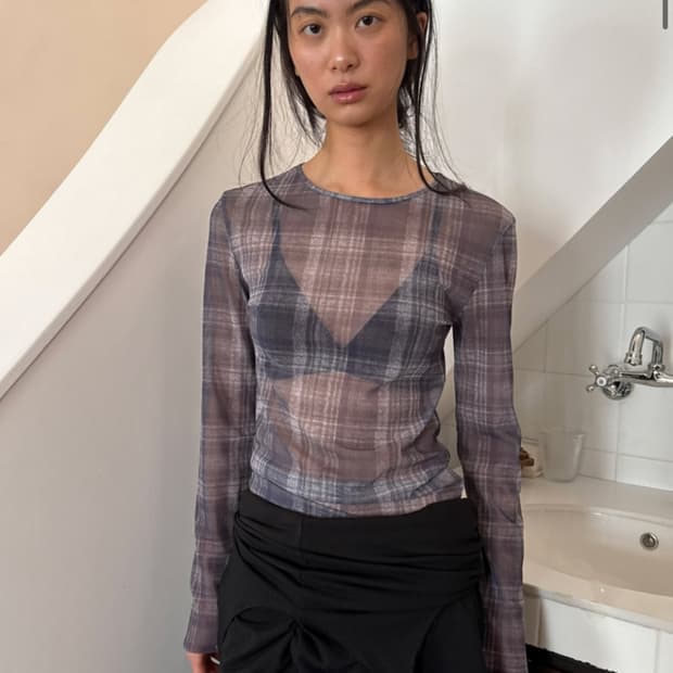 다이애그널 CHECK SEE THROUGH TOP