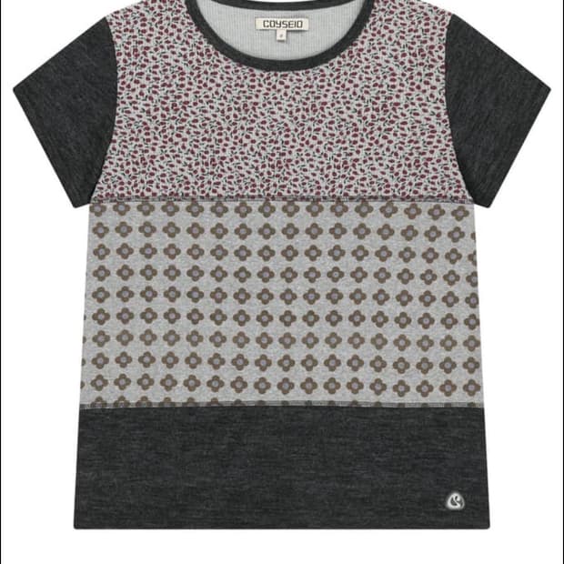 코이세이오 26ss플라워 패치워크 티셔츠 그레이