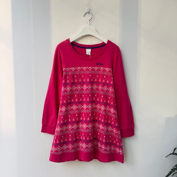 아디다스 네오 핫핑크 레이어드 긴팔티셔츠