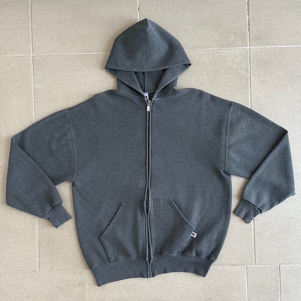 90s 빈티지 러셀 후드집업 다크그레이 XL