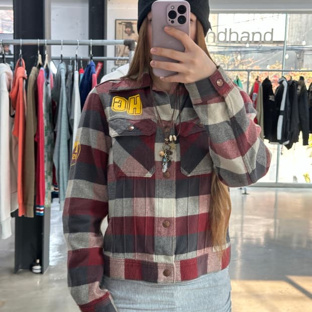 히스테릭글래머 Kinky Jeans 빅로고포켓 체크셔츠자켓